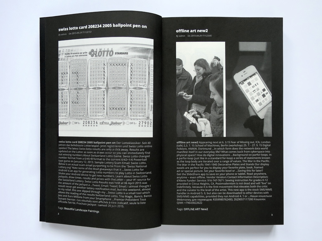 Claude Closky, ‘Blackywall by Sihab Baik,’ 2015, Paris: Rrose Editions. Digital print, 200 pages, 23 x 14,5 cm, duplex laser print, 1 page 21 x 26 cm.